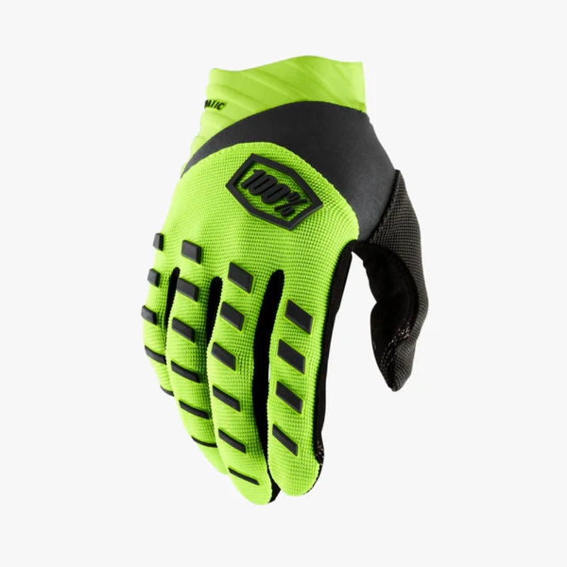 100% Airmatic BMX Race Gloves-Flo Yellow/Black Adult Small