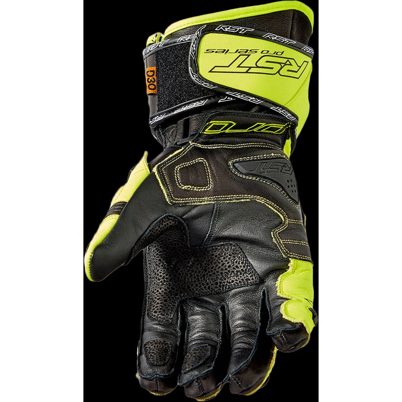 RST Pro Series Gp D3o Gloves Black/Flo Yellow Leather Md Black/Fluorescent Yellow Medium