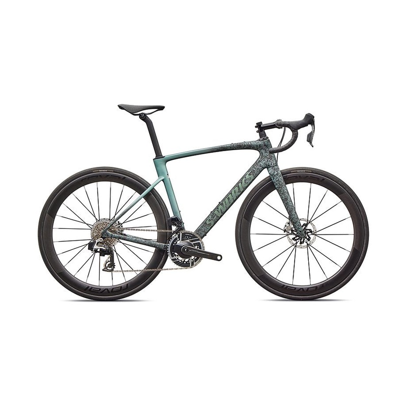 2026 Specialized Roubaix S-Works Axs Bike Satin Carbon/Fjord Metallic Dust Dry Impasto + Fade/Gloss Premium Fjord Metallic 44