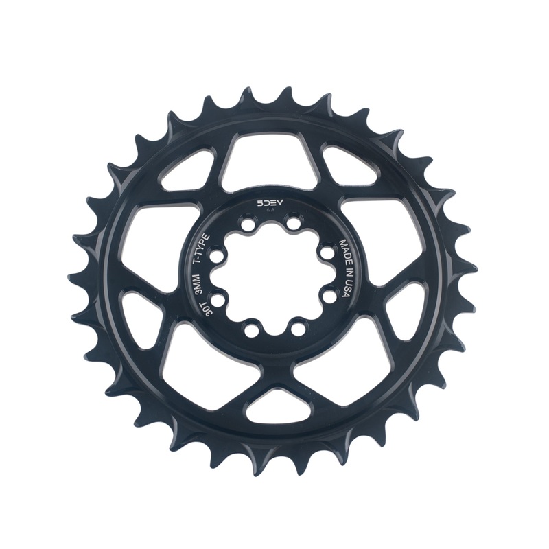 5Dev T-Type Aluminum Chainrings Black 30 SRAM 3 Bolt