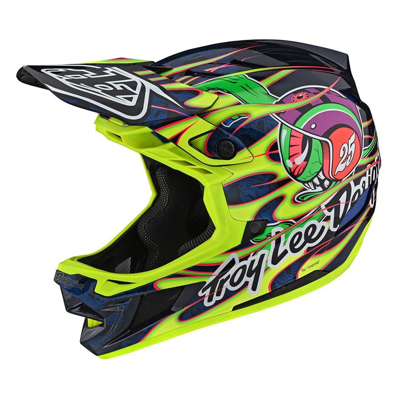 Troy Lee Designs D4 Carbon MIPS BMX Race Helmet-Eyeball Flo Yellow X-Small