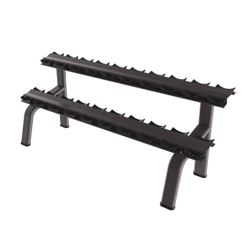 2-Tier 10 Pairs Round Tube Dumbbell Rack – Black