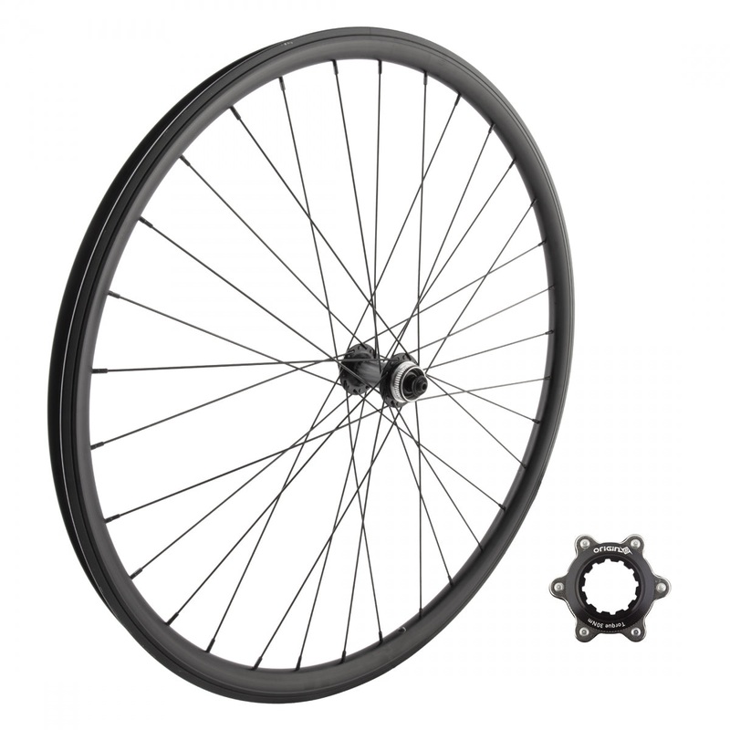 700c Black Front Disc Wheel 25mm inner 32h Shimano CL w/6b Adaptor Quick Release