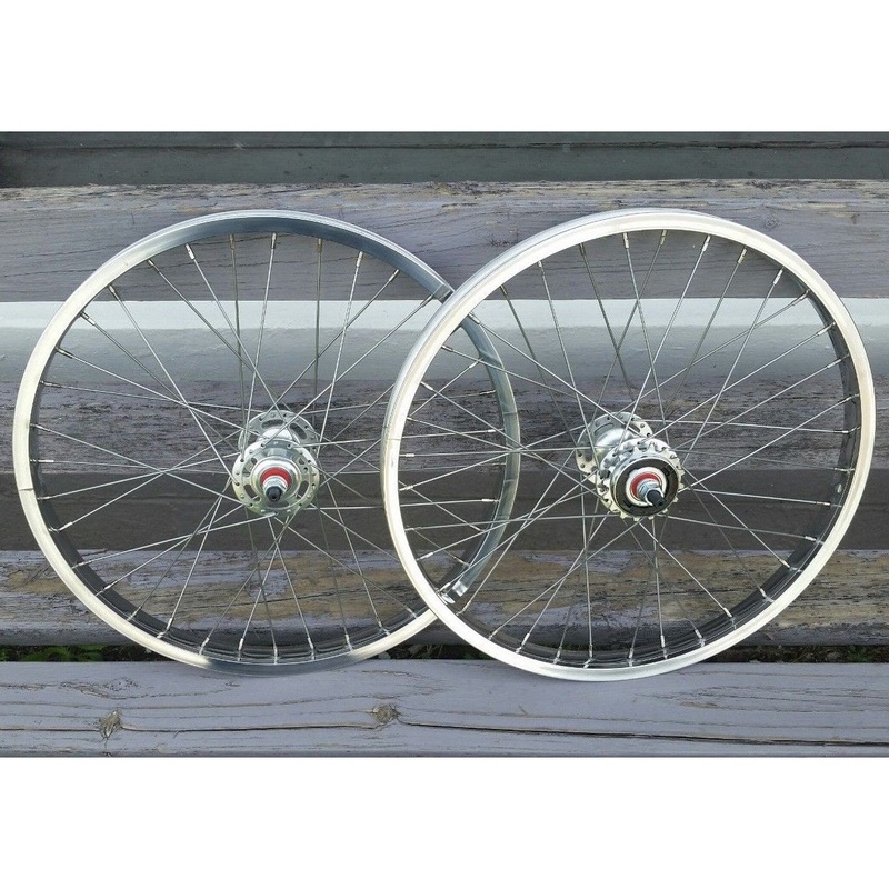 20″ 7X style Sealed Road Flange BMX Wheelset w/ 16t Freewheel – Pair – Polished
