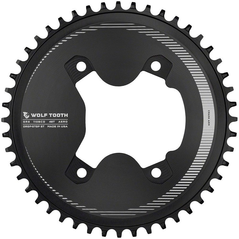 110 Asymmetrical BCD Aero Chainrings for 12-Speed Shimano GRX 800 Series Aero 110 Asymmetric BCD Chainring – 48t, 110 Asymmetric BCD, 4-Bolt, Drop-Stop ST, For Shimano GRX 800 Series, Black