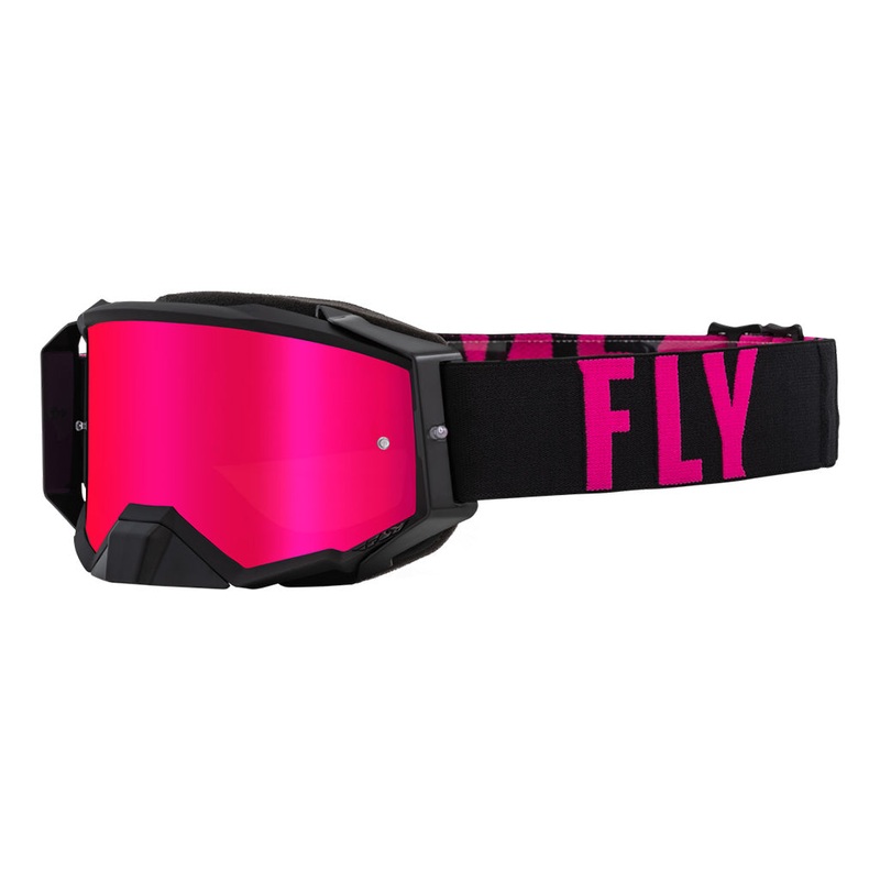 Fly Racing Zone Pro Goggles-Black/Pink W/Pink Mirror/Smoke Lens Adult