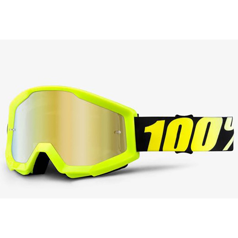 100% Strata Goggles-Neon Yellow-Mirror Gold Lens