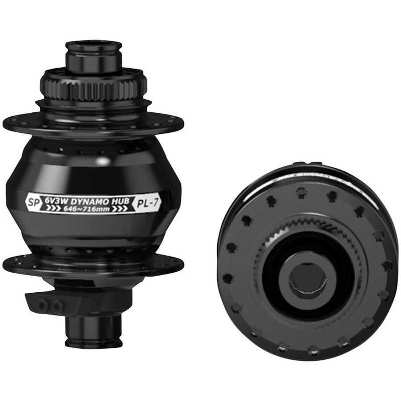7 Series Dynamo Front Hub – PL-7,  6V 3W, 12 x 100mm, Centerlock, 32H, Black