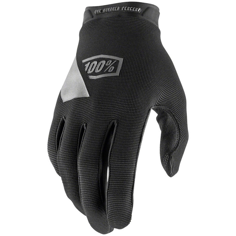 100% Ridecamp Youth Gloves – Black, Full Finger, Large