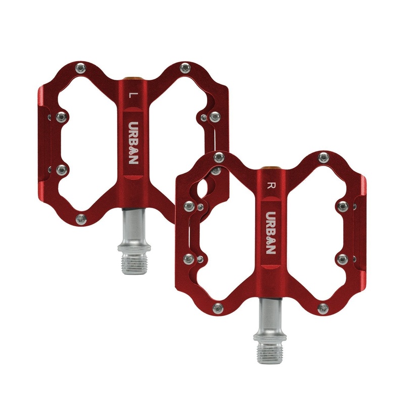 Lightweight Flat Platform MTB Pedals – Red Red