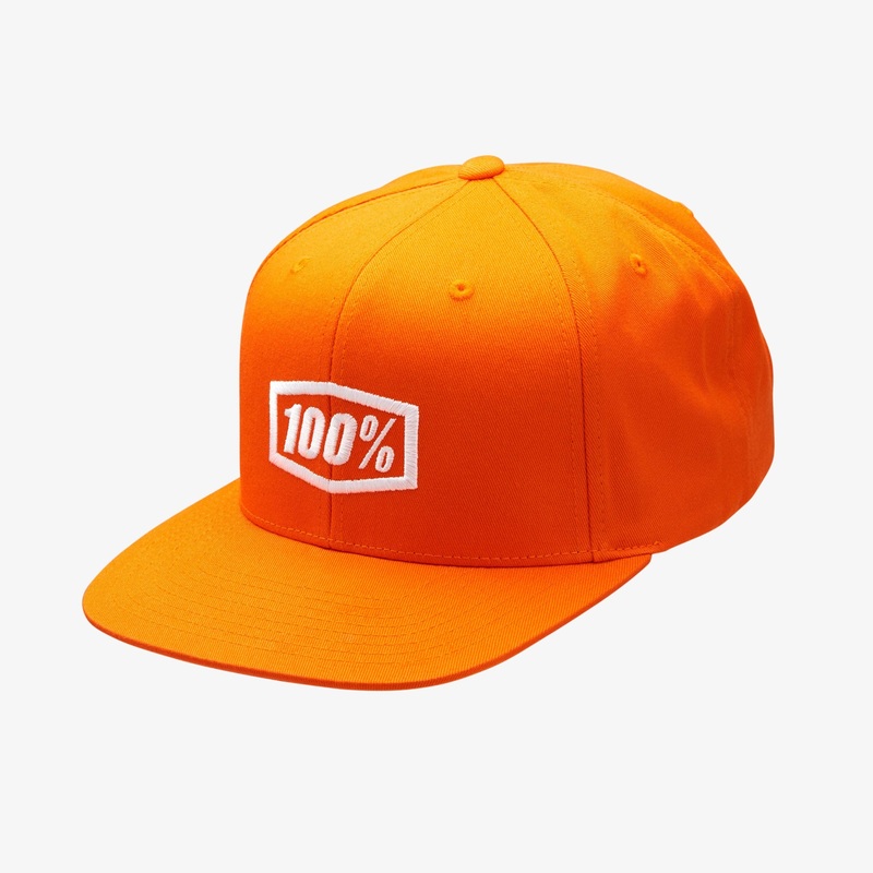 100% Icon Snapback Hat-Orange Adult OSFM