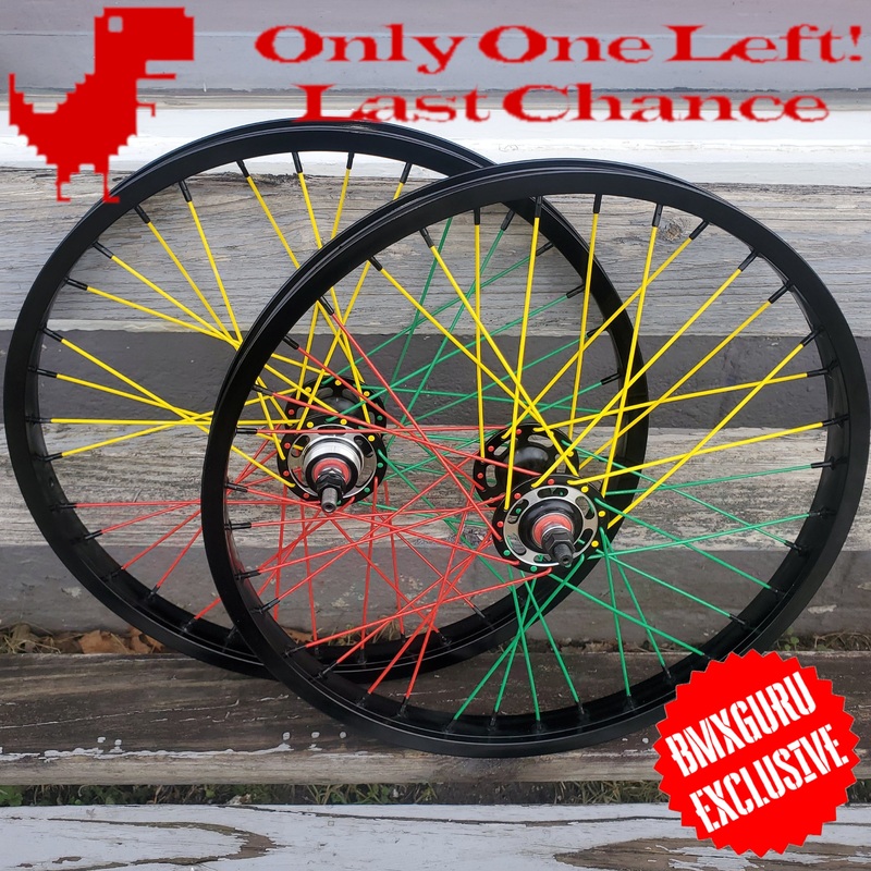 20″ 7X style Sealed Machined Flange BMX Wheelset – Pair – Rasta