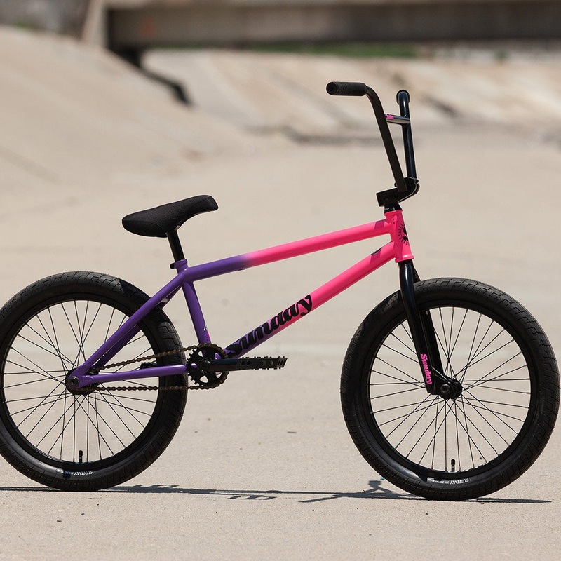 Sunday Street Sweeper RHD 20.75″TT BMX Freestyle Bike-Matte Hot Pink/Grape Fade