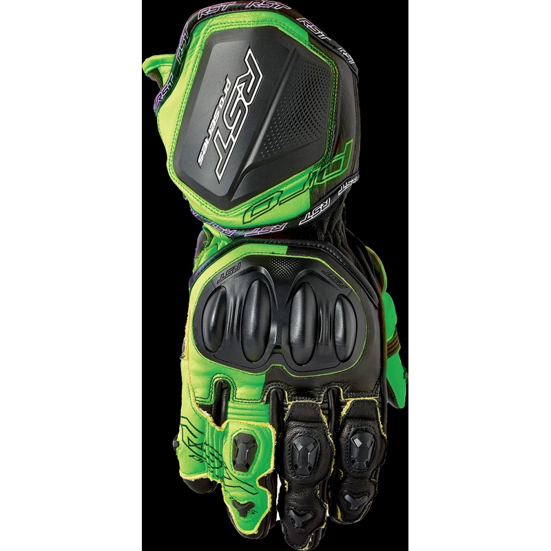 RST Pro Series Gp D3o Gloves Black/Flo Green Leather Sm Black/Fluorescent Green Small
