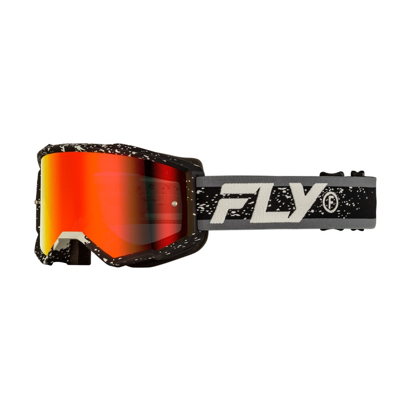 Fly Racing Zone Goggles-Black/Grey w/Red Mirror/Smoke Lens Adult